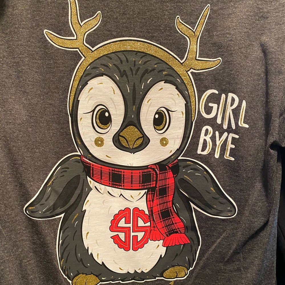 Simply Southern long sleeve penguin glitter t NWT